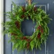 Glitzhome 24"D Christmas Greenery PE Dripping Cedar  Wreath with Red Berries