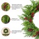 Glitzhome 24"D Christmas Greenery PE Dripping Cedar  Wreath with Red Berries