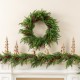 Glitzhome 24"D Christmas Greenery PE Dripping Cedar  Wreath with Red Berries