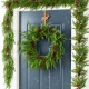 Glitzhome 24"D Christmas Greenery PE Dripping Cedar  Wreath with Red Berries