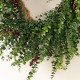 Glitzhome 28"D Christmas Greenery PE Dripping  Eucalyptus Wreath with Red Berries