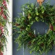 Glitzhome 28"D Christmas Greenery PE Dripping  Eucalyptus Wreath with Red Berries