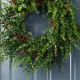 Glitzhome 28"D Christmas Greenery PE Dripping  Eucalyptus Wreath with Red Berries
