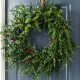 Glitzhome 28"D Christmas Greenery PE Dripping  Eucalyptus Wreath with Red Berries
