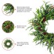 Glitzhome 28"D Christmas Greenery PE Dripping  Eucalyptus Wreath with Red Berries