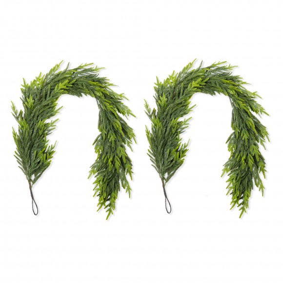 Glitzhome Set of 2 6ft Christmas Greenery PE Dripping Garland