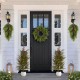 Glitzhome 24"D Christmas PE Dripping Wreath with Pinecones and Red Berries