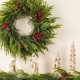 Glitzhome 24"D Christmas PE Dripping Wreath with Pinecones and Red Berries