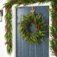 Glitzhome 24"D Christmas PE Dripping Wreath with Pinecones and Red Berries