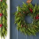 Glitzhome 24"D Christmas PE Dripping Wreath with Pinecones and Red Berries