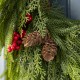 Glitzhome 24"D Christmas PE Dripping Wreath with Pinecones and Red Berries