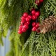 Glitzhome 24"D Christmas PE Dripping Wreath with Pinecones and Red Berries