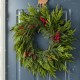 Glitzhome 24"D Christmas PE Dripping Wreath with Pinecones and Red Berries