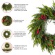 Glitzhome 24"D Christmas PE Dripping Wreath with Pinecones and Red Berries