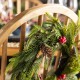 Glitzhome Set of 2 14"D Christmas Mini PE Dripping Wreath with Pinecones and Red Berries