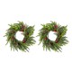 Glitzhome Set of 2 14"D Christmas Mini PE Dripping Wreath with Pinecones and Red Berries