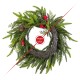Glitzhome Set of 2 14"D Christmas Mini PE Dripping Wreath with Pinecones and Red Berries