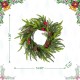 Glitzhome Set of 2 14"D Christmas Mini PE Dripping Wreath with Pinecones and Red Berries