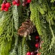 Glitzhome 31.5"H Christmas Greenery PE Dripping Teardrop with Pinecones and Red Berries