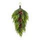 Glitzhome 31.5"H Christmas Greenery PE Dripping Teardrop with Pinecones and Red Berries