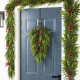 Glitzhome 31.5"H Christmas Greenery PE Dripping Teardrop with Pinecones and Red Berries