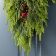 Glitzhome 31.5"H Christmas Greenery PE Dripping Teardrop with Pinecones and Red Berries