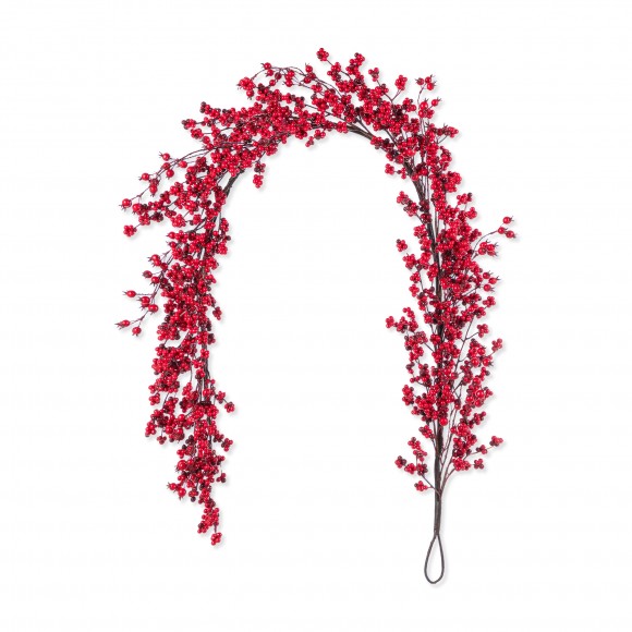 Glitzhome 6ft Christmas Red Berries Garland
