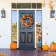 Glitzhome 24"D Fall Multi-Colored Sorghum Wreath Includes a Complimentary Black Metal Wreath Hanger