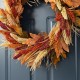 Glitzhome 24"D Fall Multi-Colored Sorghum Wreath Includes a Complimentary Black Metal Wreath Hanger