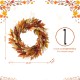 Glitzhome 24"D Fall Multi-Colored Sorghum Wreath Includes a Complimentary Black Metal Wreath Hanger