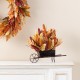 Glitzhome 15"H Fall Multi-Colored Sorghum Cart Centerpiece
