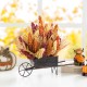 Glitzhome 15"H Fall Multi-Colored Sorghum Cart Centerpiece