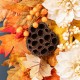 Glitzhome 28"H Fall Lotus, Lotus Pod and Berry Swag Includes a Complimentary Black Metal Wreath Hanger