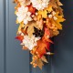Glitzhome 28"H Fall Lotus, Lotus Pod and Berry Swag Includes a Complimentary Black Metal Wreath Hanger