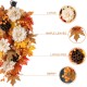 Glitzhome 28"H Fall Lotus, Lotus Pod and Berry Swag Includes a Complimentary Black Metal Wreath Hanger