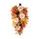 Glitzhome 28"H Fall Lotus, Lotus Pod and Berry Swag Includes a Complimentary Black Metal Wreath Hanger