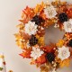 Glitzhome 24"D Fall Lotus, Lotus Pod and Berry Wreath Includes a Complimentary Black Metal Wreath Hanger