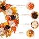 Glitzhome 24"D Fall Lotus, Lotus Pod and Berry Wreath Includes a Complimentary Black Metal Wreath Hanger