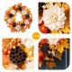 Glitzhome 24"D Fall Lotus, Lotus Pod and Berry Wreath Includes a Complimentary Black Metal Wreath Hanger