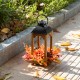 Glitzhome 20"H Fall Sunflower, Pinecone and Berry Wood Lantern Centerpiece