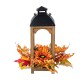 Glitzhome 20"H Fall Sunflower, Pinecone and Berry Wood Lantern Centerpiece