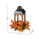 Glitzhome 20"H Fall Sunflower, Pinecone and Berry Wood Lantern Centerpiece