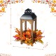Glitzhome 20"H Fall Sunflower, Pinecone and Berry Wood Lantern Centerpiece