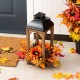 Glitzhome 20"H Fall Sunflower, Pinecone and Berry Wood Lantern Centerpiece