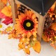 Glitzhome 20"H Fall Sunflower, Pinecone and Berry Wood Lantern Centerpiece