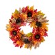 Glitzhome 24"D Fall Sunflower, Pinecone and Berry Wreath Includes a Complimentary Black Metal Wreath Hanger