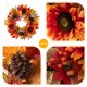 Glitzhome 24"D Fall Sunflower, Pinecone and Berry Wreath Includes a Complimentary Black Metal Wreath Hanger