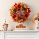 Glitzhome 24"D Fall Sunflower, Pinecone and Berry Wreath Includes a Complimentary Black Metal Wreath Hanger