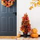 Glitzhome 36"H Fall Sunflower, Pinecone and Berry Porch Tree