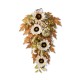 Glitzhome 28"H Fall Neutral Sunflower, Pumpkin and Leaf Swag Includes a Complimentary Black Metal Wreath Hanger